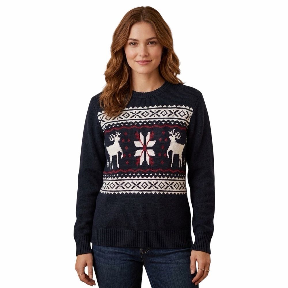 Dockers 100% Cotton Reindeer & Snowflake Unisex Sweater M